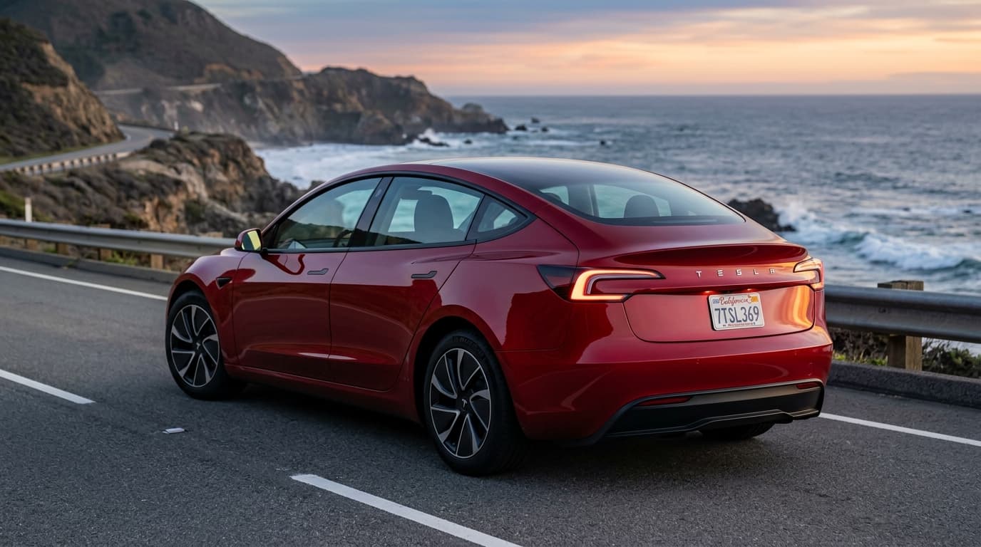ดีไซน์ภายนอก ไฟหน้าสลิม Matrix LED และไฟท้าย C-Shape ของ Tesla Model 3 Highland